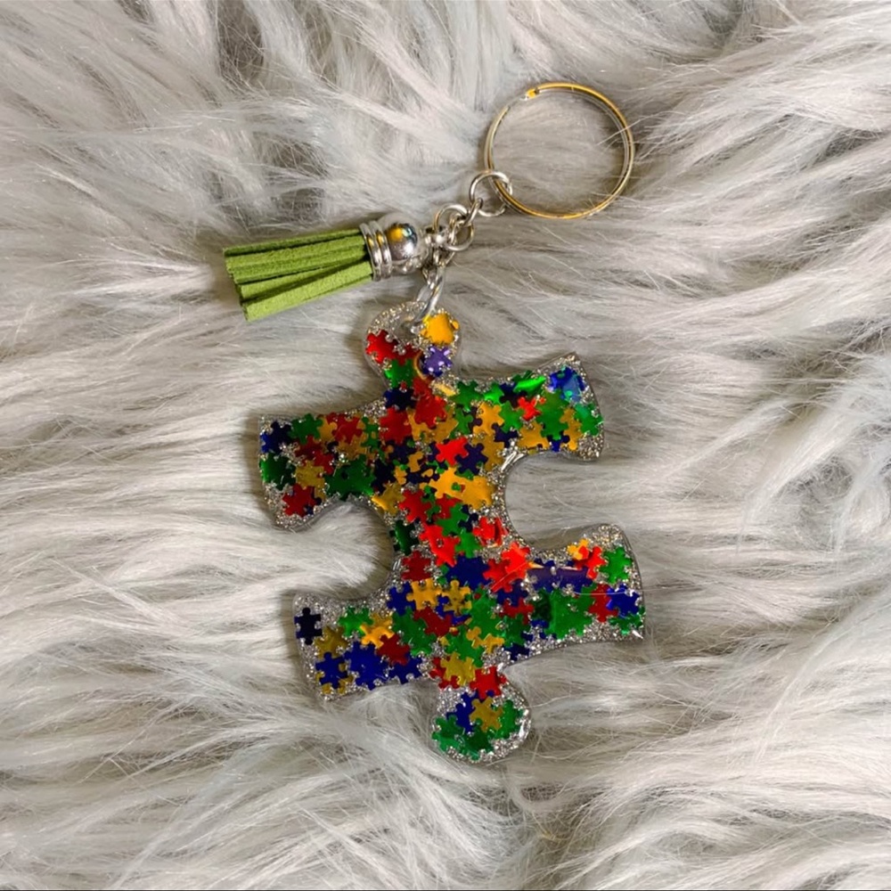 Colorful Autism Awareness Puzzle Piece Keychain